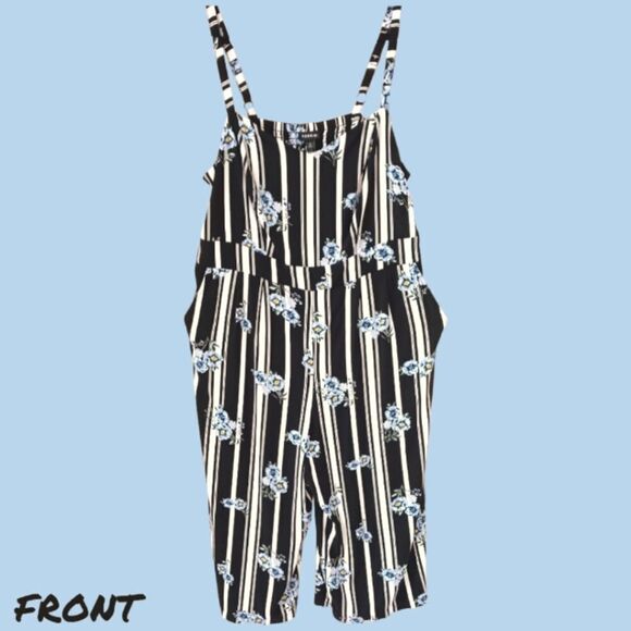 NWOT TORRID Plus Size Striped Floral Challis Culotte Summer Jumpsuit. - Picture 3 of 14